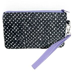 Black and White Quilted Wristlet with Purple Accents